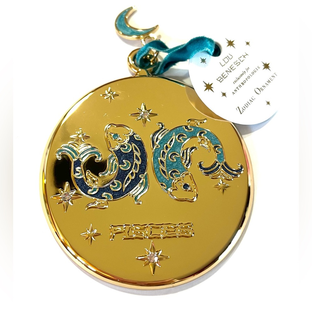 Anthropologie Gold and Blue Pisces Zodiac Ornament - sold out